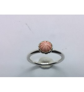 zilver aanschuifring met roze koraal mt. 17 - 3079341