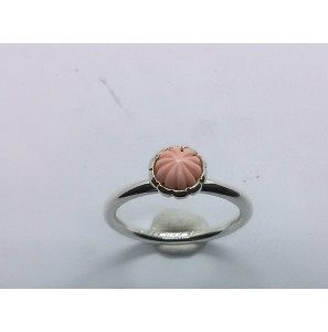 zilver aanschuifring met roze koraal mt. 17 - 3079341