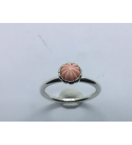 zilver aanschuifring met roze koraal mt. 17½ - 3079342