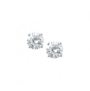 Zilver oorknop 4P zirkonia 6 mm - 3078971
