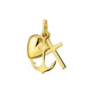 Goud hanger Hoop, geloof en liefde los 18 mm - 3083430
