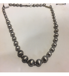 Zilver collier bolletjes aflopend glans/mat - 3084030