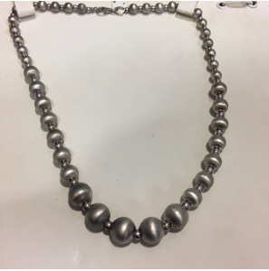 Zilver collier bolletjes aflopend glans/mat - 3084030