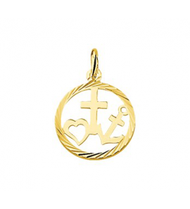Goud hanger Hoop.geloof en liefde in rand 18 mm - 3083425