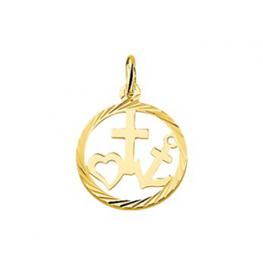 Goud hanger Hoop.geloof en liefde in rand 18 mm - 3083425