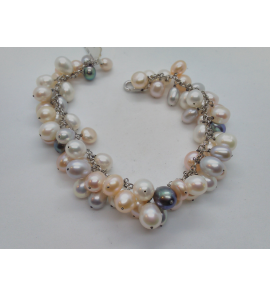 ZW parel armband muticolour met l.blauw collier - 3087704