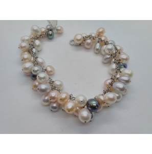 ZW parel armband muticolour met l.blauw collier - 3087704