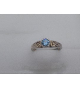 Zilver kinderring met blauw steentje - 3086728