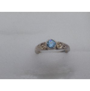 Zilver kinderring met blauw steentje - 3086728
