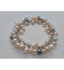 ZW parel armband muticolour met roze colier - 3087702