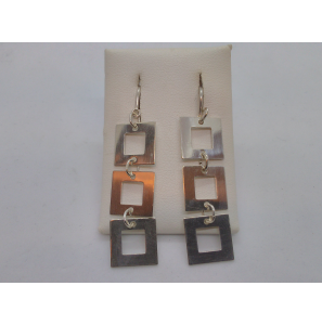 Zilver oorhangers 3x vierkant - 3082080