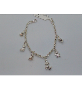 Zilver jasseron armband 6 bedels gesold. 13-15 cm - 3086240