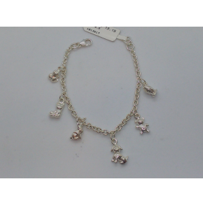 Zilver jasseron armband 6 bedels gesold. 13-15 cm - 3086240