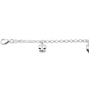 Zilveren jasseron armband 3 bedels (vlinder dolfijn hart) gesoldeerd 15 cm - 3086243