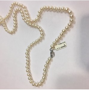 ZW parel collier 6 mm wit 80 cm - 3086987