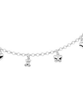Zilver jasseron collier met 5 bedels  42 cm - 3088398