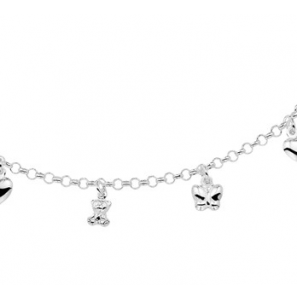 Zilver jasseron collier met 5 bedels  42 cm - 3088398
