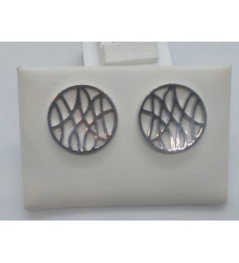 Zilver oorknop rond open bewerkt - 3086611