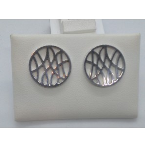 Zilver oorknop rond open bewerkt - 3086611