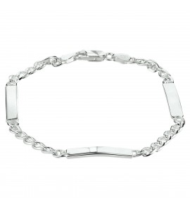 Zilveren armband 4 mm met 3 plaatjes 19 cm - 3089064