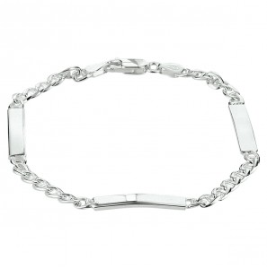 Zilveren armband 4 mm met 3 plaatjes 19 cm - 3089064