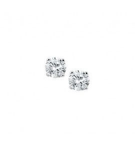 Zilver oorknop zirkonia 4P rond 5 mm - 3088302