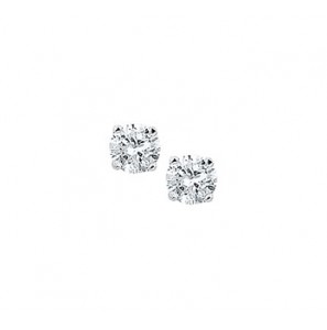 Zilver oorknop zirkonia 4P rond 5 mm - 3088302