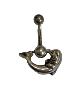 Zilver navel piercing met dolfijn 28 mm lang bol 5 en 6 mm - 2080664