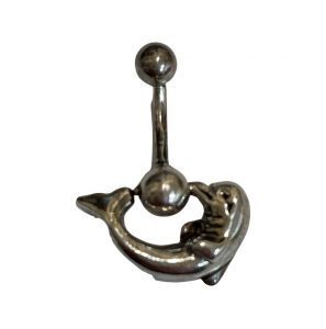 Zilver navel piercing met dolfijn 28 mm lang bol 5 en 6 mm - 2080664