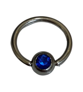Zilver tepel piercing 1.5x16 mm bol 6 mm met zirkonia saffier - 2080665