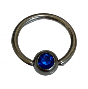Zilver tepel piercing 1.5x16 mm bol 6 mm met zirkonia saffier - 2080665