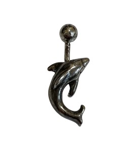 Zilver navel piercing met dolfijn 16x9 mm lang 26 mm bol 5 mm - 2080668