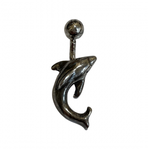 Zilver navel piercing met dolfijn 16x9 mm lang 26 mm bol 5 mm - 2080668