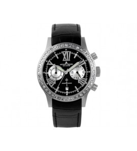 Jacques Lemans Sports staal lb zwart strass lunet - 3094665