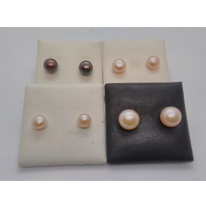 Zilver oorknop met zw parel - 2081144