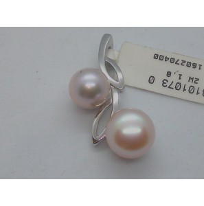 Witgoud hanger met 2 zoetwater parels - 3101073