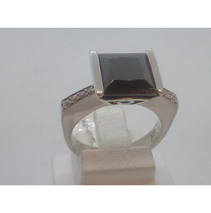 Zilver dames ring met zirkonia en VK zwart zirk. - 2081698