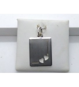 Zilver graveerplaat rechthoek mat hartjes 14x18 mm - 3093849