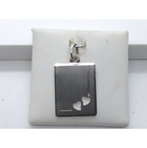 Zilver graveerplaat rechthoek mat hartjes 14x18 mm - 3093849