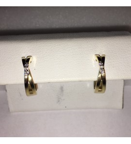 Jeunesse klap-creolen bicolour met diam/bril. 0.03 crt - 3091719