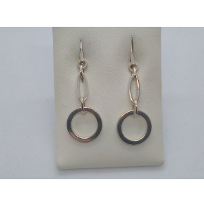 Zilver oorhanger rond/ovaal - 3094019
