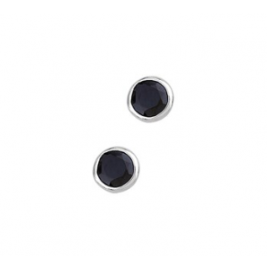 Zilver oorknop met zirkonia zwart 6 mm - 3095453