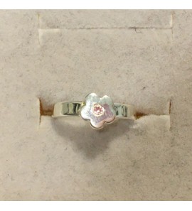 Sproet ring met bloem roze zirkonia - 3093825