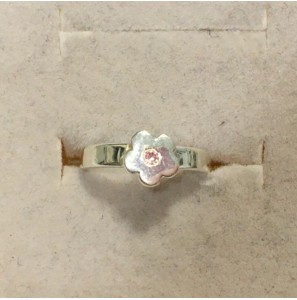 Sproet ring met bloem roze zirkonia - 3093825