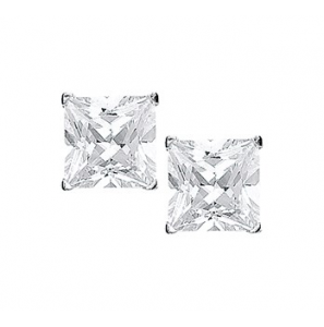 Zilver oorknop met VK zirkonia 12x12 mm - 3096442