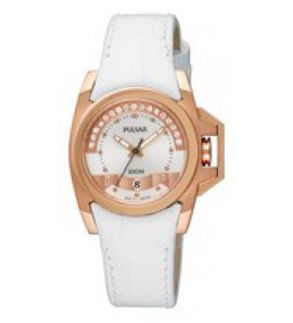 Pulsar dames double leer 100m wit - 3097897