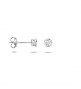 Zilver oorknop zirkonia rond vels 3 mm - 3095362