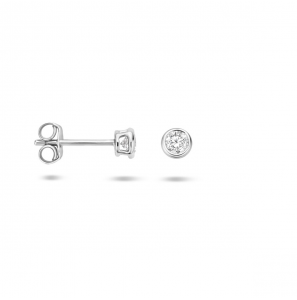 Zilver oorknop zirkonia rond vels 3 mm - 3095362