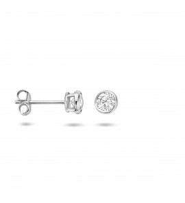 Zilver oorknop zirkonia rond vels 4 mm - 3095363
