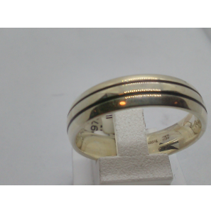 Zilver herenring met 2 strepen zwart lak - 3097475